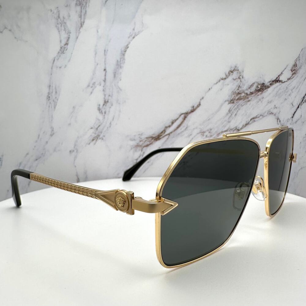 NEW VERSACE Gold Metal Sunglasses - Picture 4 of 16